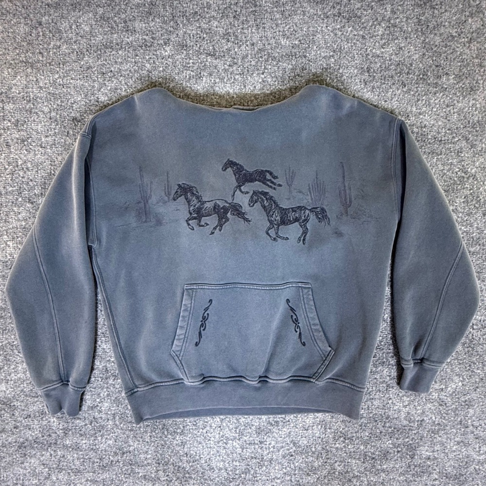 Abercrombie & Fitch Viral Horse Desert Western Hoodie Grey Oversized M